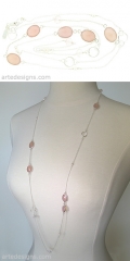 Long Rose Quartz Necklace at Arte Designs