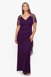 Long Sheer Matte Jersey Beaded Sleeve Dress Lord amp Taylor at Lord & Taylor