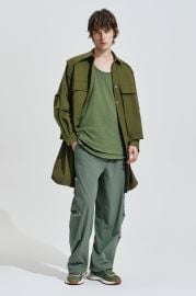 Long Shirt Jacket Contrast With Perforated Nylon HARRISON WONG at Harrison Wong