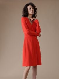 Long Sleeve A-Line Wrap Dress at DvF