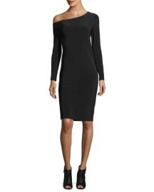 Long-Sleeve Asymmetric-Neck Sheath Dress at Neiman Marcus