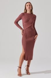 Long Sleeve Button Side Midi Sweater Dress ASTR The Label at ASTR the Label