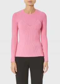 Long-Sleeve Crewneck Ribbed Sweater at Bergdorf Goodman