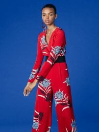 Long-Sleeve Cross Over Jumpsuit at DvF