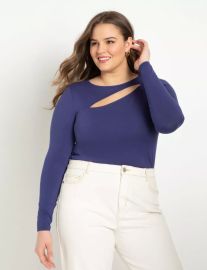 Long Sleeve Cutout Tee  Women39s Plus Size Tops at ELOQUII