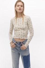 Long Sleeve Ditsy Pointelle Top by BDG by Urban Outfitters at Urban Outfitters