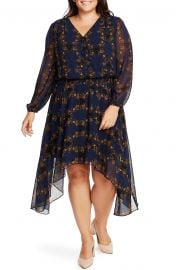 Long Sleeve Floral Handkerchief Hem Dress at Nordstrom