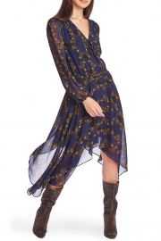 Long Sleeve Floral Handkerchief Hem Dress at Nordstrom Rack