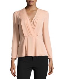 Long-Sleeve Georgette Wrap Top at Neiman Marcus