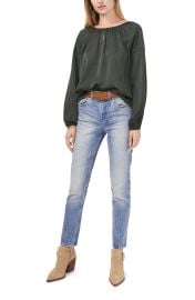 Long Sleeve Keyhole Front Rumple Top  at Lord & Taylor