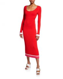 Long-Sleeve Open-Back Ribbed Knit Midi Dress by Prabal Gurung at Bergdorf Goodman