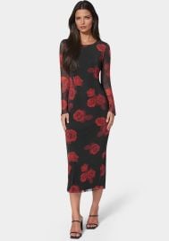 Long Sleeve Printed Powermesh Maxi bebe at Bebe