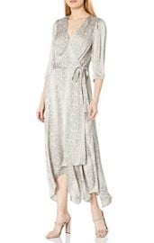 Long Sleeve Printed Wrap Dress by Bcbgmaxazria at Amazon