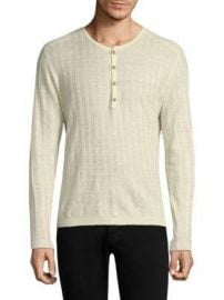 Long Sleeve Ribbed Henley by John Varvatos  at Saks Fifth Avenue