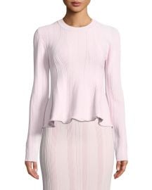 Long-Sleeve Ribbed Peplum Sweater at Bergdorf Goodman