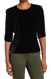 Long Sleeve Ruched Velvet Top by Rebecca Taylor at Nordstrom Rack