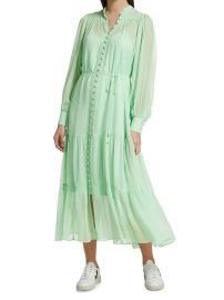 Long-Sleeve Semi-Sheer Tiered Maxi Dress by The Kooples at Saks Fifth Avenue