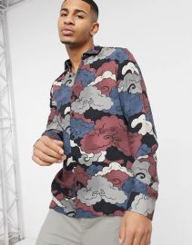 Long Sleeve Shirt with Cloud Print by Topman at Asos