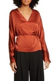 Long Sleeve Silk Wrap Blouse at Nordstrom Rack