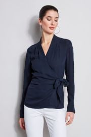 Long Sleeve Silk Wrap Shirt at Elie Tahari