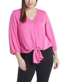 Long Sleeve Tie Front V-Neck Blouse by Vince Camuto at Macys