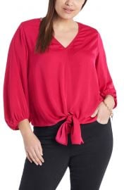 Long Sleeve Tie Front V-Neck Blouse by Vince Camuto at Nordstrom