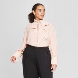 Long Sleeve Tie Neck Drapey Blouse by Who What Wear at Target at Target