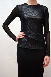 Long Sleeve Top w Knit Mesh Overlay at Joeffer Caoc 