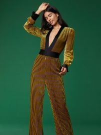 Long-Sleeve Velvet Sash Jumpsuit  at Diane von Furstenberg