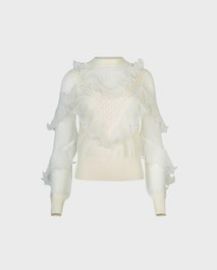 Long Sleeve White Knit with Cascading Ruffles Anne Fontaine US at Anne Fontaine