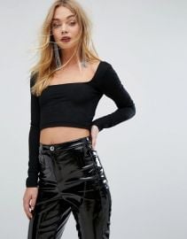 Long Sleeved Crop Top by Miss Selfridge at ASOS