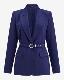 Long Slim Belted Blazer In Studio Stretch Twill at Express