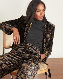 Long amp Lean Floral Velvet Dickey Jacket at Veronica Beard