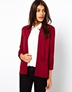 Long burgundy blazer like Zoes at Asos