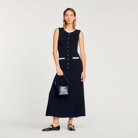 Long dress with crochet detailing black gray For Women Paris at Sandro