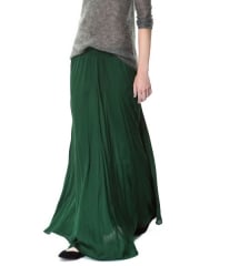 Long forest green skirt from Zara at Zara