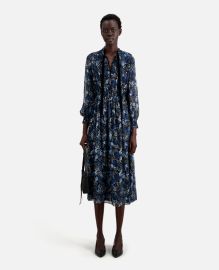 Long printed dress with pleating The Kooples - US at The Kooples