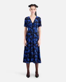 Long printed silk dress with buttoning The Kooples - US at The Kooples