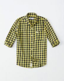 Long-sleeve Preppy Shirt in Yellow Check at Abercrombie