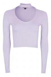 Long sleeve choker top at Topshop