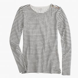 Long-sleeve striped painter T-shirt in ivory navy at J. Crew