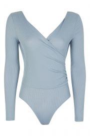 Long sleeve wrap rib body at Topshop