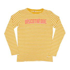 Longsleeve Top in Yellow Stripes with Coral Discotheque at Clare V