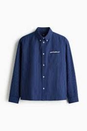 Loose Fit Oxford Shirt in Navy Blue Stripe at H&M