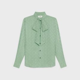 Loose Shirt in Silk Jacquard Mint by Celine at Celine