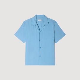 Loose-fit shark collar shirt in Sky Blue for Men Paris at Sandro