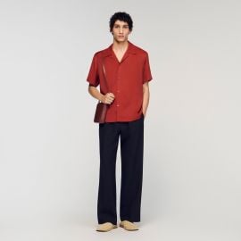 Loose-fit shark collar shirt in Terracotta for Men Paris at Sandro