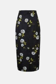 Lorelei Skirt in Rose Stem Printed Moire on Black Emilia Wickstead at Emilia Wickstead
