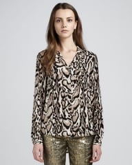 Lorelei leopard print blouse by DVF at Neiman Marcus