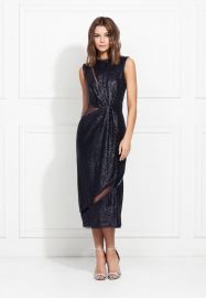 Lorraine Fluid Sequin Cutout Midi Dress at Rachel Zoe